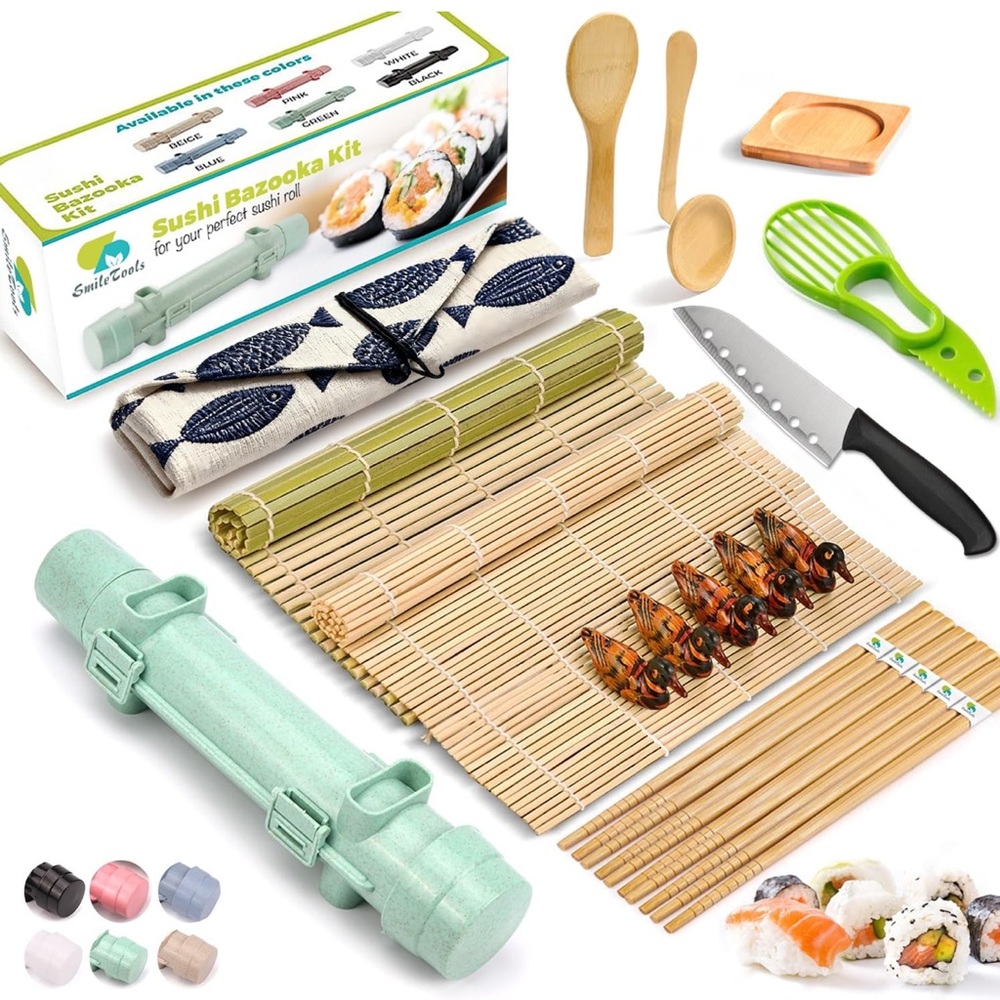 Sushi Making Kit with Mint Green Bazooka by